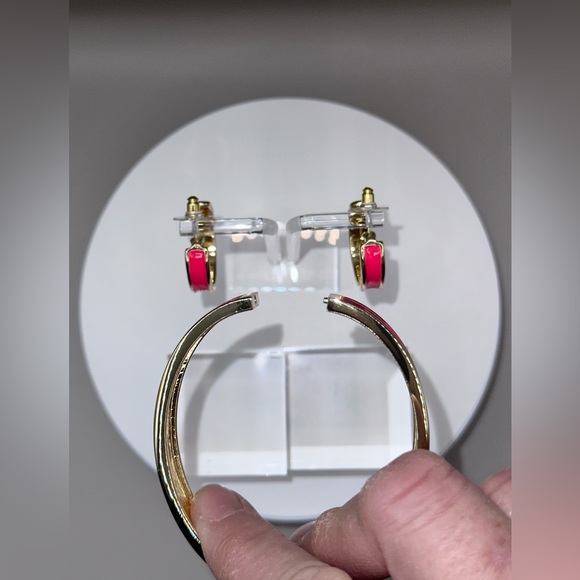 RJ Graziano 3 Piece Enamel Bracelet Earring Set Pink Gold Statement Jewelry NWT - Picture 7 of 11